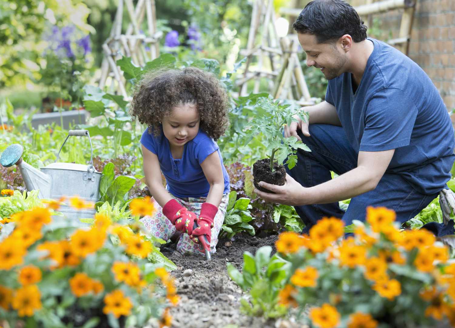 hispanic father and daughter gardening together 463247401 58a390123df78c475830f5f5 1